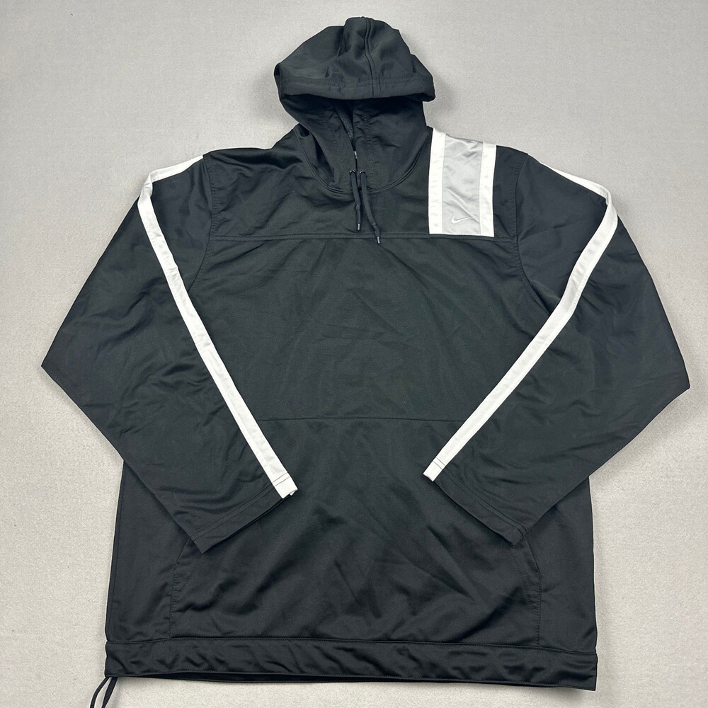 Vintage Nike Hoodie Men Large Black Therma-FIT Sweatshirt Pullover Y2K 2000s L